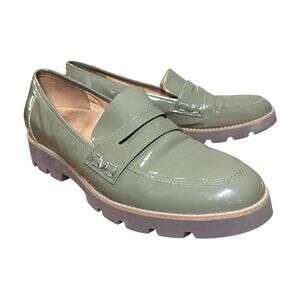 Vionic Olive Green Gray Patent Leather Cheryl Slip On Loafers - 11